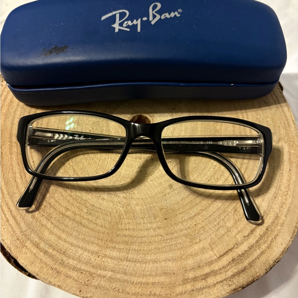 Ray-Ban Black and Silver Eyeglasses with Blue Case